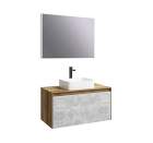 Комплект мебели AQWELLA 5 STARS Mobi 100 дуб балтийский/бетон светлый, с зеркалом, раковина Джой 46