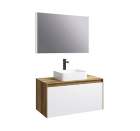Комплект мебели AQWELLA 5 STARS Mobi 100 дуб балтийский/белый глянец, с зеркалом, раковина Джой 46